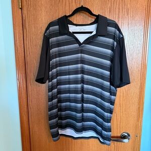 adidas Men's Black & Gray Gradient Striped Golf Shirt